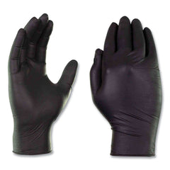 Ammex 9.5 in. Long 3 mil Powder-Free Nitrile Exam Gloves - Large/Black (1000/Carton)