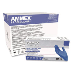 Ammex 9.5 in. Long 3 mil Thick Powder-Free Nitrile Exam Gloves - Small, Blue (1000/Carton)