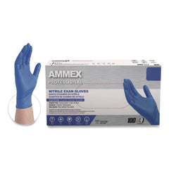 Ammex 9.5 in. Long 3 mil Thick Powder-Free Nitrile Exam Gloves - Medium, Blue (1000/Carton)