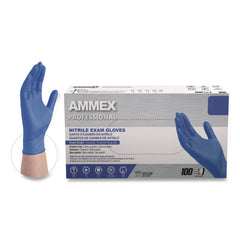 Ammex 9.5 in. Long 3 mil Thick Powder-Free Nitrile Exam Gloves - X-Large, Blue (1000/Carton)