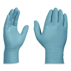 Ammex 9.5 in. Long 3 mil Thick Powder-Free Nitrile Exam Gloves - Medium/Light Blue (100/Box)