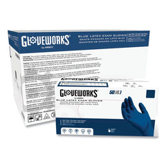Ammex 11.6 in. Long 13 mil Powder-Free Latex Exam Gloves - Medium/Blue (500/Carton)