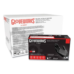 Ammex 9.5 in. Long 5 mil Powder-Free Industrial Nitrile Gloves - Large/Black (1000/Carton)
