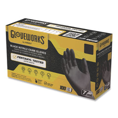 Ammex 6 mil Powder-Free Nitrile Exam Gloves - Large, Black (1000/Carton)