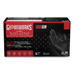 Ammex 6 mil Heavy-Duty Industrial Powder-Free Nitrile Gloves - X-Large, Black (1000/Carton)