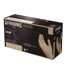 Ammex 6 mil Thick 9.5 in. Long Powder-Free Extra Thick Latex Disposable Gloves - Medium, Ivory (100/Box, 10 Boxes/Carton)