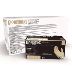 Ammex 6 mil Thick 9.5 in. Long Powder-Free Extra Thick Latex Disposable Gloves - Large, Ivory (100/Box, 10 Boxes/Carton)