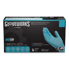 Ammex 5 mil Industrial Powder-Free Nitrile Gloves - Large, Blue (1000/Carton)