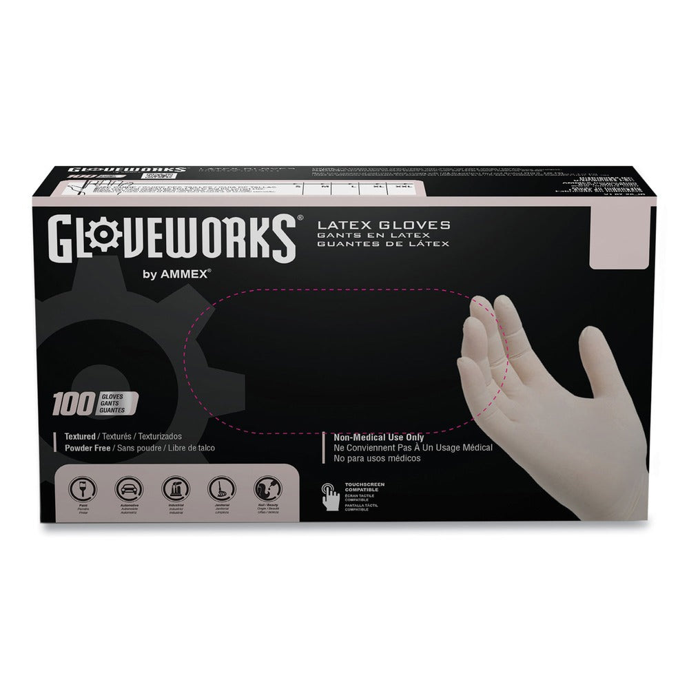 Ammex 4 mil Powder-Free Latex Disposable Gloves - Medium, Ivory (1000/Carton)