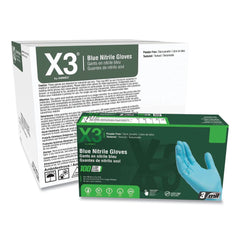 Ammex X342100 3 mil Industrial Powder-Free Nitrile Gloves - Small, Blue (1000/Carton)
