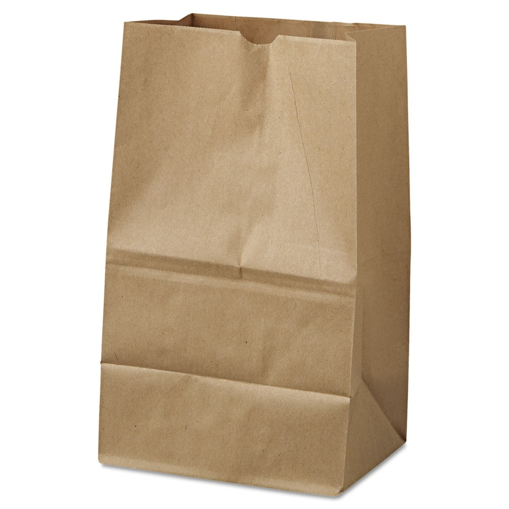 Ross & Wallace Paper Products 8.13 in. x 5.88 in. x 12.5 in. #20 Squat Size Grocery Paper Bags - Kraft (500/Bundle)