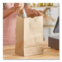 Ross & Wallace Paper Products 8.13 in. x 5.88 in. x 12.5 in. #20 Squat Size Grocery Paper Bags - Kraft (500/Bundle)