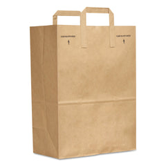 Ross & Wallace Paper Products 12 in. x 7 in. x 17 in. 30 lbs. Capacity 1/6 BBL Attached Handle Grocery Paper Bags - Kraft (300/Bundle)