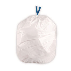 BlueCollar N4828EW RC1 24 in. x 28 in. 13 Gallon 0.8 mil Drawstring Trash Bags - White (80/Box)