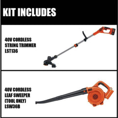 Black & Decker 40V MAX Lithium-Ion Cordless String Trimmer/Edger and Sweeper Combo Kit (1.5 Ah)