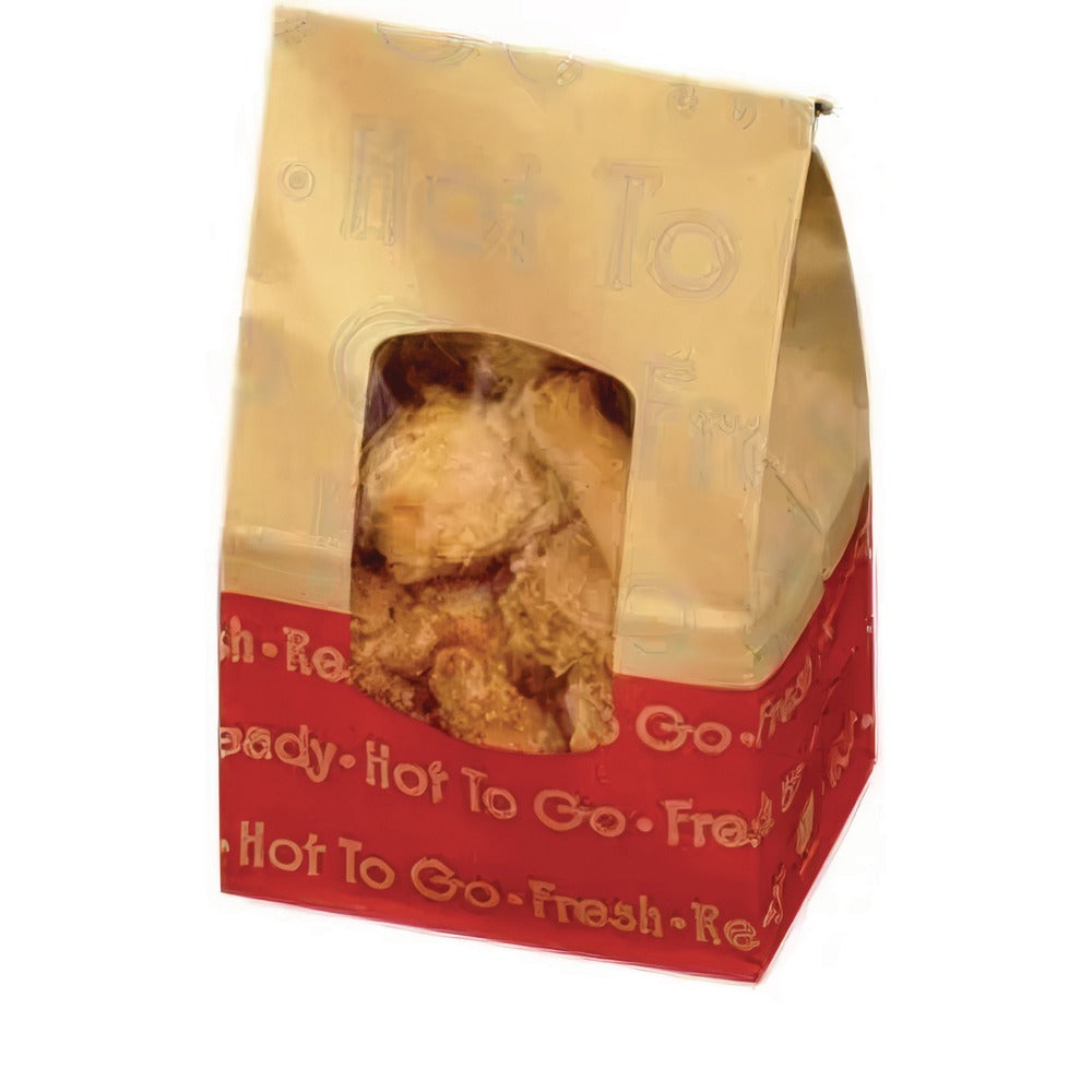 Bagcraft BGC 300609 EcoCraft ToGo 6.13 in. x 4 in. x 12.38 in. 8 lbs. Capacity Hot ToGo Labeling Grease-Resistant Deli Window Bag (500/Carton)