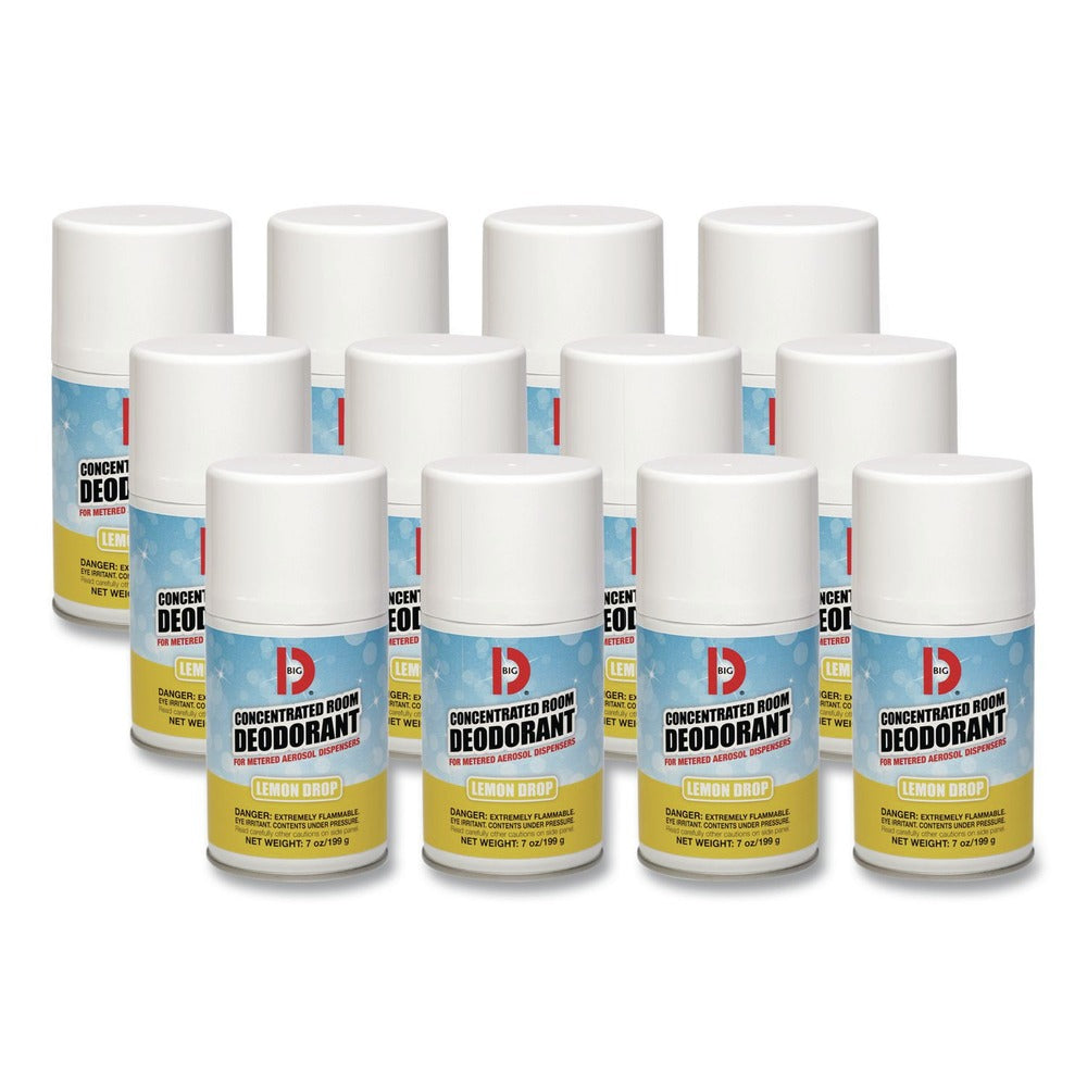 Big D Industries 7 oz Metered Concentrated Room Deodorant - Lemon Scent (12/Carton)