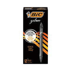 BIC Medium 0.7 mm Gel-ocity Quick Dry Retractable Gel Pen - Black Ink, Black Barrel (1-Dozen)