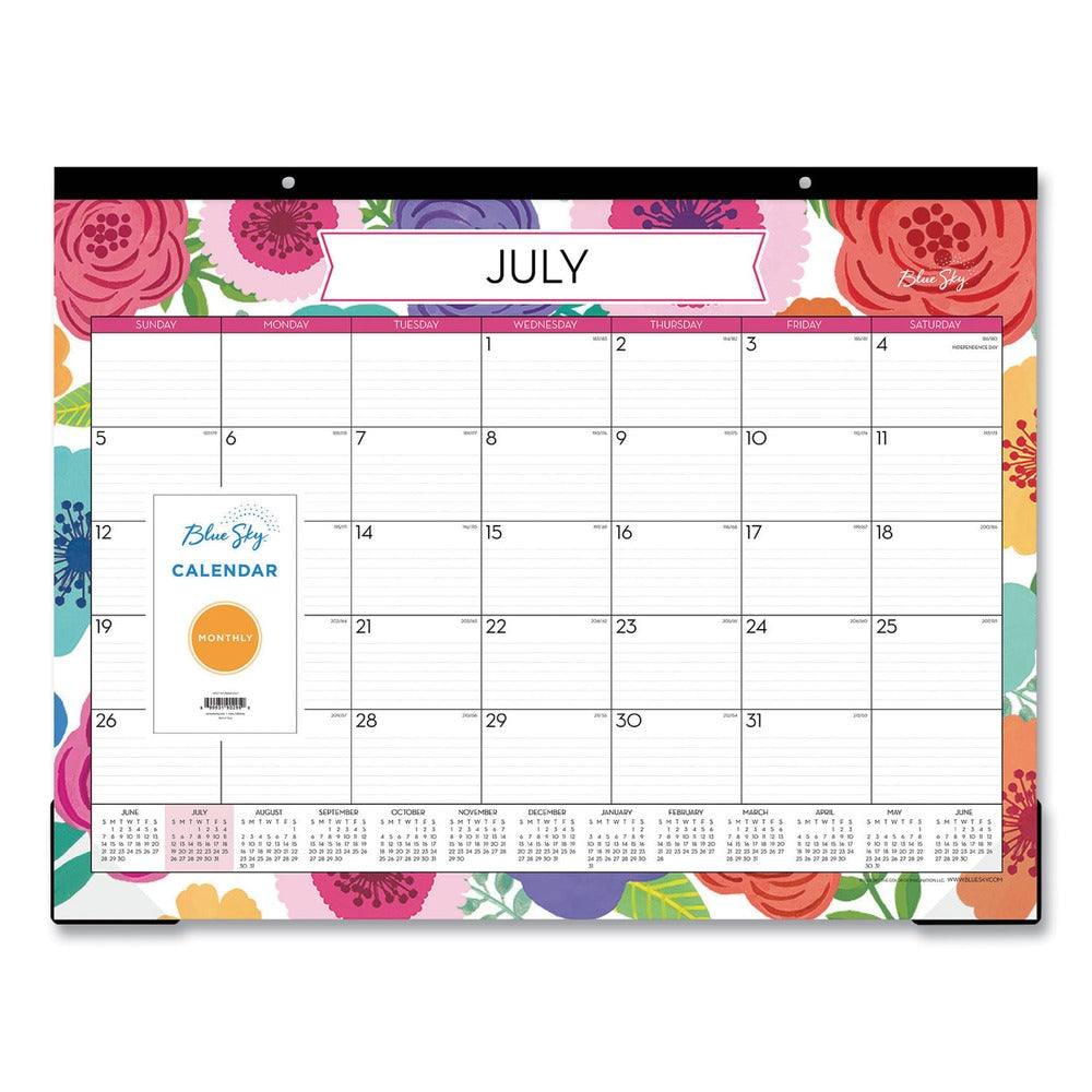 Blue Sky 22 in. x 17 in. 12-Month (Jul 2025-Jun 2026) Mahalo Academic Desk Pad - Black Binding/Clear Corners