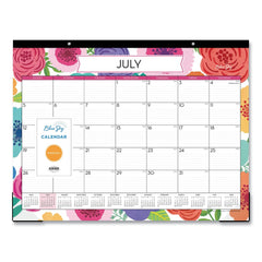 Blue Sky 22 in. x 17 in. 12-Month (Jul 2025-Jun 2026) Mahalo Academic Desk Pad - Black Binding/Clear Corners