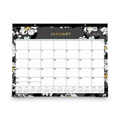 Blue Sky 22 in. x 17 in. 12-Month (Jan-Dec 2026) Baccara Dark Desk Pad - White/Black/Gold Sheets/Black Binding