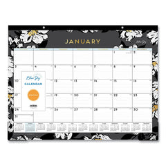 Blue Sky 22 in. x 17 in. 12-Month (Jan-Dec 2026) Baccara Dark Desk Pad - White/Black/Gold Sheets/Black Binding