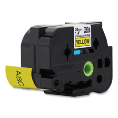 Brother P-Touch 1.4 in. x 26.2 ft. TZ Extra-Strength Adhesive Laminated Labeling Tape - Black on Yellow