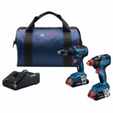 Bosch 18V Brushless Lithium-Ion 1/2 in. Cordless Hammer Drill/Driver and 2-in-1 Bit/Socket Impact Driver/Wrench Combo Kit with 2 Batteries (4 Ah)