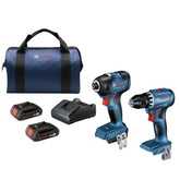Factory Reconditioned Bosch 18V Brushless Lithium-Ion 1/4 in. Hex Cordless Impact Driver and 1/2 in. Drill Driver Combo Kit (2 Ah)