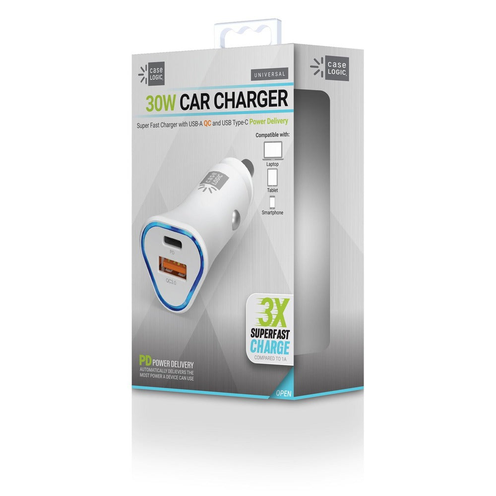 ByTech 30 Watts Two 3 A Ports PD Car Charger - White