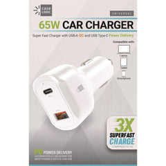 ByTech 60 Watts Two 3 A Ports PD Car Charger - White