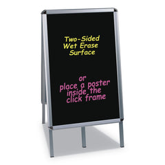 MasterVision 23 in. x 33 in. 42 in. Tall Double Sided Aluminum Frame Black Surface Wet Erase Board - Silver