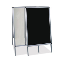 MasterVision 23 in. x 33 in. 42 in. Tall Double Sided Aluminum Frame Black Surface Wet Erase Board - Silver