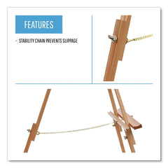 MasterVision 60 in. High Wood/Brass Display Tripod Easel - Oak