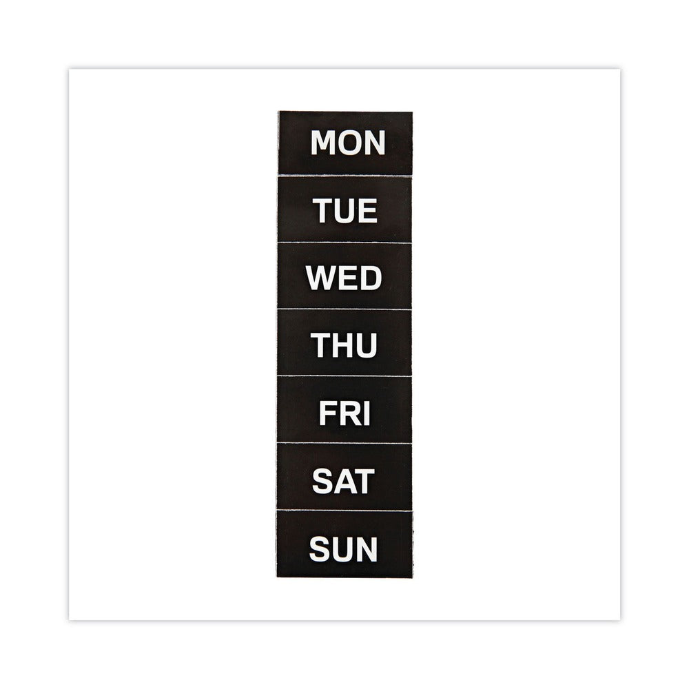 MasterVision 2 in. x 1 in. Days of Week Interchangeable Magnetic Board Accessories - Black/White (7/Pack)