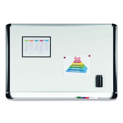 MasterVision Pure White 96 in. x 48 in. Aluminum Frame Platinum Magnetic Dry Erase Board - White/Silver/Black