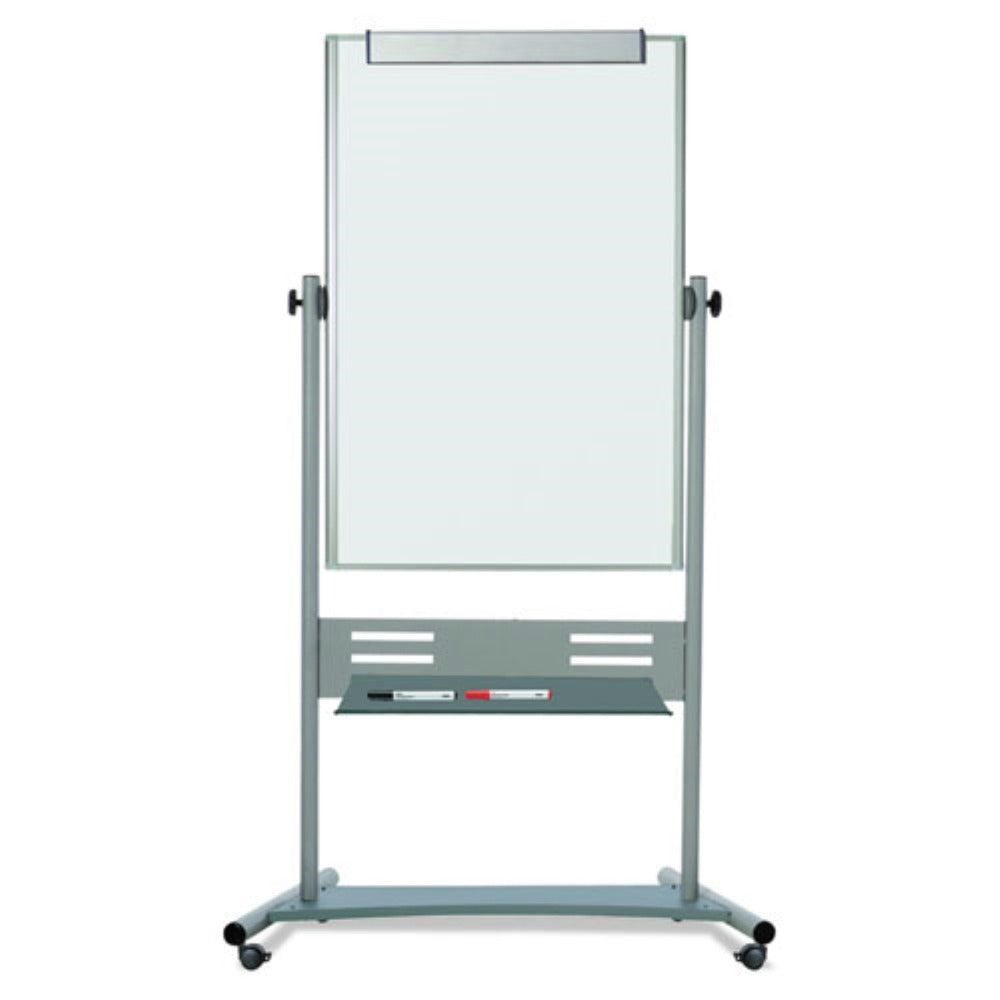 MasterVision 35.4 in. x 47.2 in. 80 in. Tall Vertical Orientation Revolver - Silver Aluminum Frame