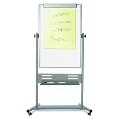 MasterVision 35.4 in. x 47.2 in. 80 in. Tall Vertical Orientation Revolver - Silver Aluminum Frame