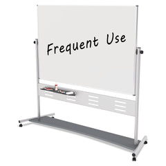 MasterVision 70.8 in. x 47.2 in. Board 80 in. Tall Aluminum Frame Horizontal Orientation Revolver Easel - White/Silver