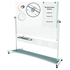 MasterVision 70.8 in. x 47.2 in. Board 80 in. Tall Aluminum Frame Horizontal Orientation Revolver Easel - White/Silver