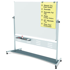 MasterVision 70.8 in. x 47.2 in. Board 80 in. Tall Aluminum Frame Horizontal Orientation Revolver Easel - White/Silver