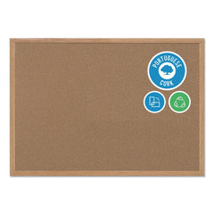 MasterVision 72 in. x 48 in. Oak Wood Frame Earth Cork Board - Tan Surface