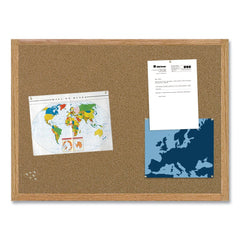 MasterVision 72 in. x 48 in. Oak Wood Frame Earth Cork Board - Tan Surface
