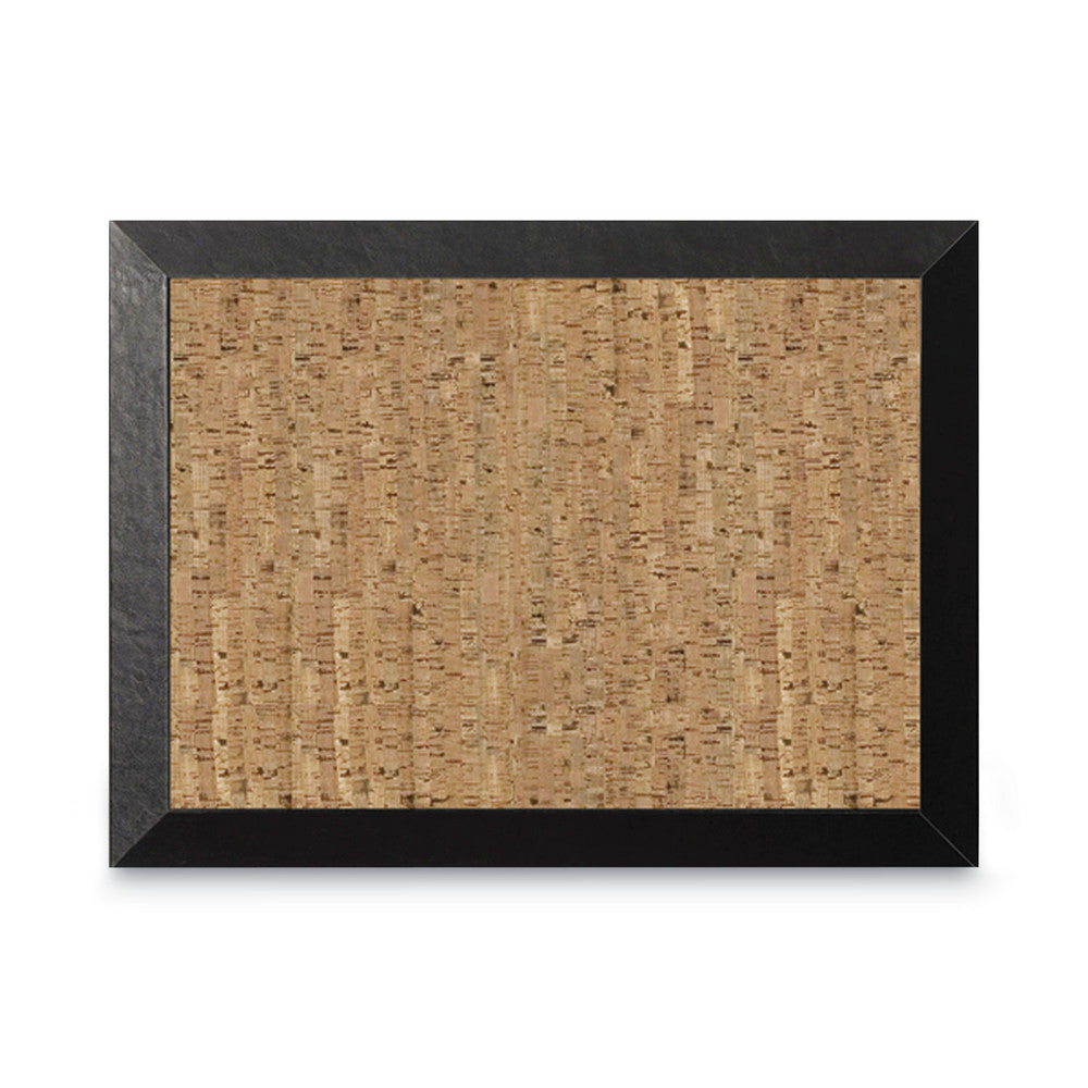MasterVision 24 in. x 18 in. Natural Cork Bulletin Board - Tan Surface/Black Wood Frame