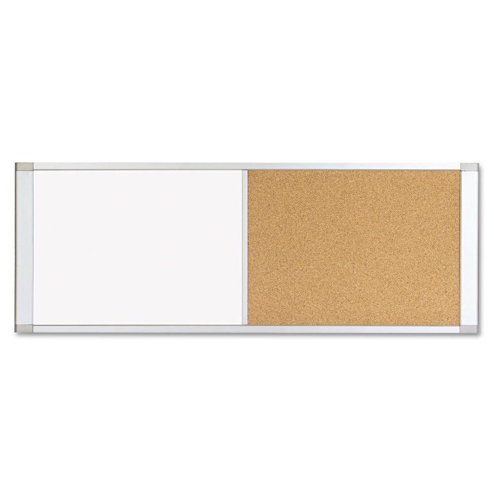 MasterVision 48 in. x 18 in. Combo Cubicle Workstation Dry Erase/Cork Board - Tan/White Surface, Aluminum Frame