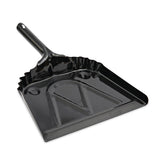 Boardwalk 12 in. x 14 in. 20-Gauge Steel Dust Pan with 5 in. Handle - Black (12/Carton)