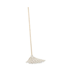 Boardwalk BWK112C Handle/Deck Mops with No. 12 Head and 48 in. Handle - White Cotton Head/Natural Wood Handle (6/Pack)