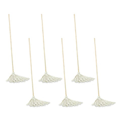 Boardwalk BWK112C Handle/Deck Mops with No. 12 Head and 48 in. Handle - White Cotton Head/Natural Wood Handle (6/Pack)