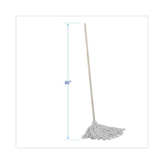 Boardwalk 16 oz. Cotton Head Deck Mop with 48 in. Oak Wood Handle - White (6/Carton)