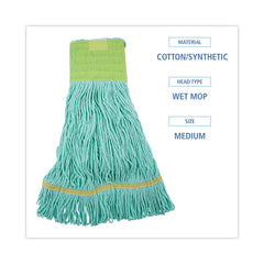 Boardwalk BWK1200MEA EcoMop Looped-End Recycled Fibers Mop Head - Medium, Green